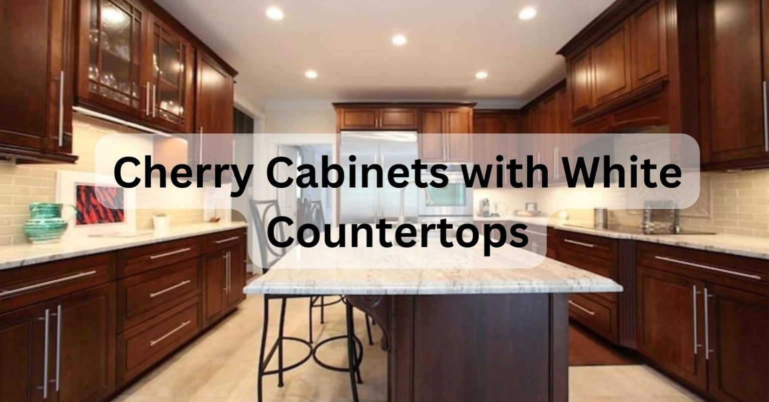 Cherry Cabinets with White Countertops: Spacious Kitchen Magic